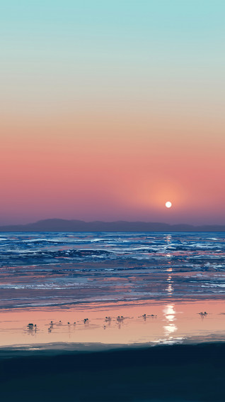 Beach Sunrise Anime Girl Art 4k Wallpaper iPhone HD Phone 110h