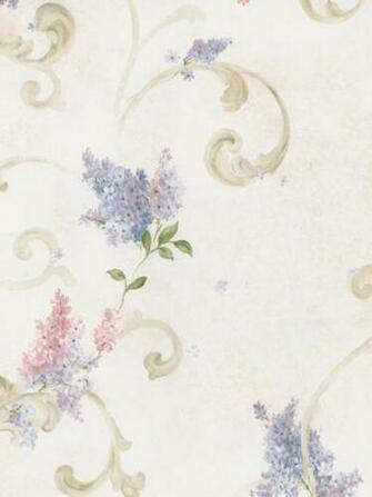 Sm21601 Lilac Acanthus Floral Scroll Wallpaper Traditional