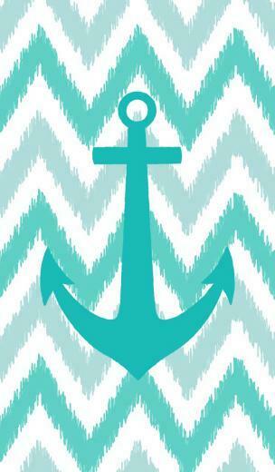 Teal Anchor On Chevron Wallpaper Junk