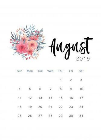 Cute August Calendar Wallpaper In Floral Design Printable