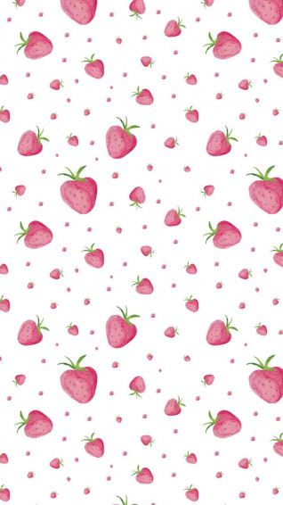 Whimsical Cute Pink Strawberries With White Aesthetic Strawberry Wallpaper