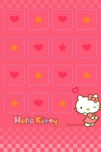 iPhone4 Wallpaper Hello Kitty Shelf On Pink Background
