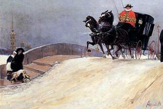 Over The Bridge Russian Art Wallpaper Image