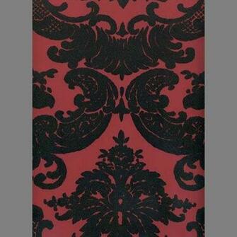 Red Madison Damask Velvet Flocked Wallcovering Vcc0803