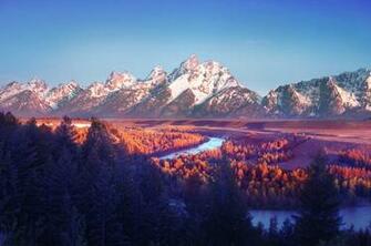 Mountains Wyoming Landscape Snake River Overlook