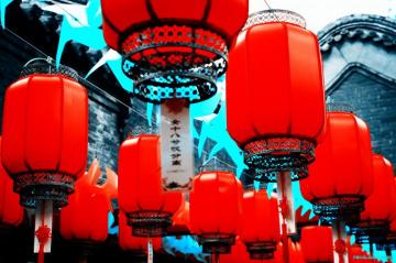 Chinas Wind Lantern Asia Red Cyan Wallpaper Resolution