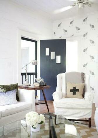 Living Rooms Beware The Moon Ostrich Wallpaper Noguchi Cocktail