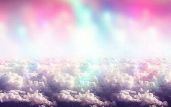 Rainbow Colors Above The White Clouds Wallpaper