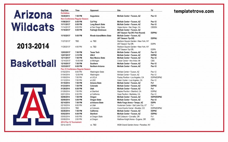 University Of Arizona Basketball Schedule Gif