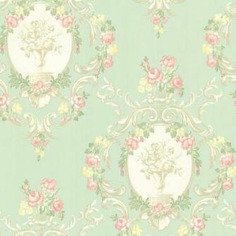 Maybelle Mint Cameo Damask Wallpaper Traditional By