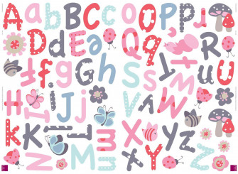 A Colorful Alphabet With Butterflies And Flowers Wallpaper