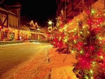 Buildings Wallpaper Christmas Snowy Street