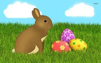 Easter Bunny And Eggs Wallpaper Holiday