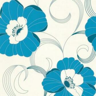 Flower Wallpaper Cream Teal M0627 Vymura From I Love