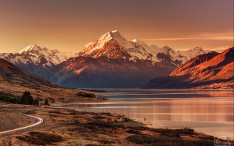 Glacier National Park Road Landscape Lake Pukaki Sunset Wallpaper