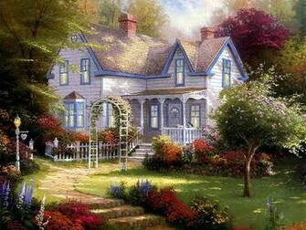 Romantic Victorian Cottage Paintings By Thomas Kinkade Wallcoo Net