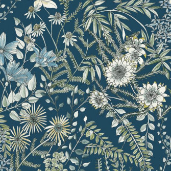 Full Bloom Navy Floral Wallpaper Sample