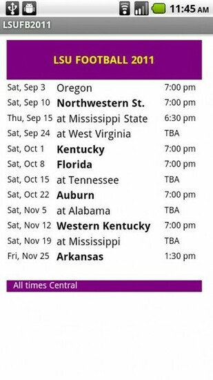 Lsu Football Schedule Screenshot