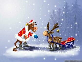 Wallpaper Snowman Fight Funny Christmas