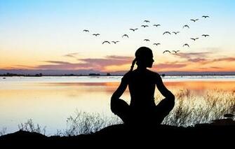 Wallpaper Yoga Relax Pose Sunset Mood