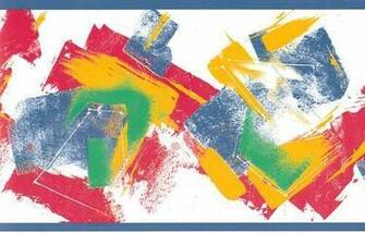 Modern Color Blocks Red Blue White Yellow Wallpaper Border