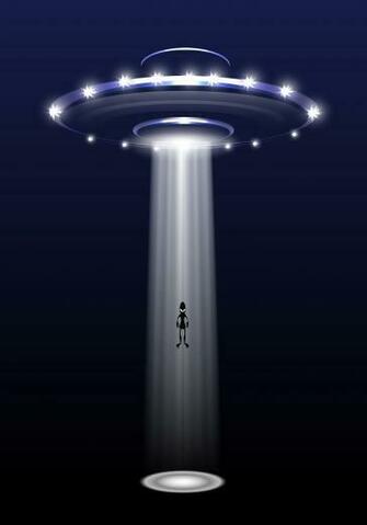 Ufo And Alien On Night Background Vector Illustration