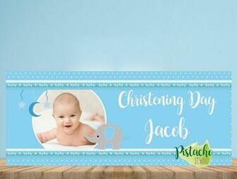 Printable Boy Or Girl Baby Baptism Backdrop Blue Pink Polka