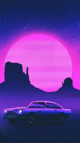 Retro Car Art iPhone Wallpaper Vaporwave