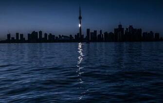 Wallpaper Toronto Night Lake Moonlit Path City