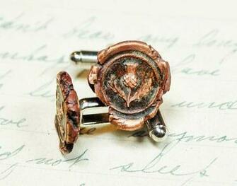 Scotland Thistle Wax Seal Cufflinks Scottish Cuff Links In Copper