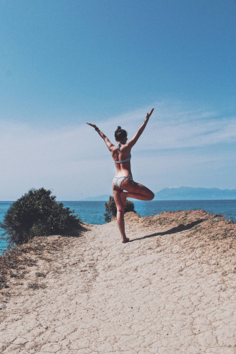 Tropical Beach Bliss In A Bikini Wallpaper