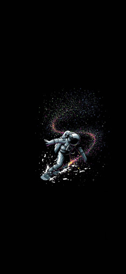 Astronaut At Space Minimalist Black Phone Wallpaper