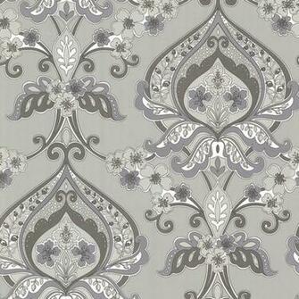 Ashbury Grey Paisley Damask Wallpaper Modern By