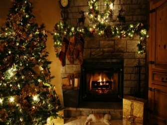 Christmas Fireplace Background Wallpaper