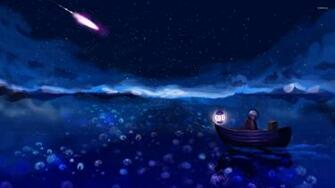 Rowboat On The Dark Sea Wallpaper Artistic