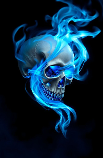 Blue Fire Skull Wallpaper