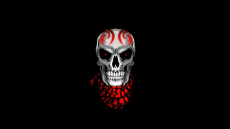 Skull With Scarves Minimal 4k Wallpaper HD Artist