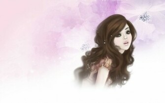 Pretty Cartoon Girl Wallpaper Stock Photos