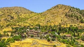 Wallpaper Cyprus Village Mountains Buildings