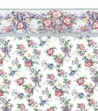 Dollhouse Wallpaper Flowers And Bows Green