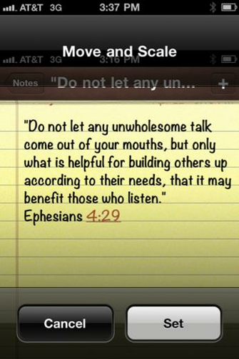 Move The Scripture To Center By Sliding Your Finger Down