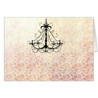 Chandelier On Faux Vintage Wallpaper Card