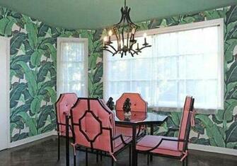 Martinique Banana Leaf Wallpaper Breakfast Room