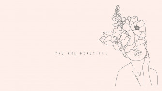 A Woman With Flowers In Her Head The Words You Are Wallpaper
