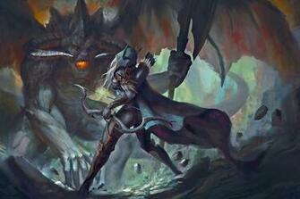 Fantasy Elf Women Magic Dark Demon Archer Wallpaper