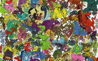 Monster Collage Google Skins Scary Background