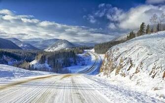 Winter Snow Road Mountain Wallpaper Background