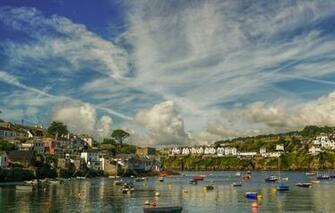 Wallpaper England Home Boats Harbour Cornwall Fowey Image