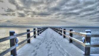 Wallpaper Sea Winter Bridge Landscape 4k Ultra HD