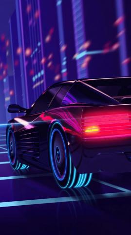Ferrari Car Synthwave 4k Wallpaper